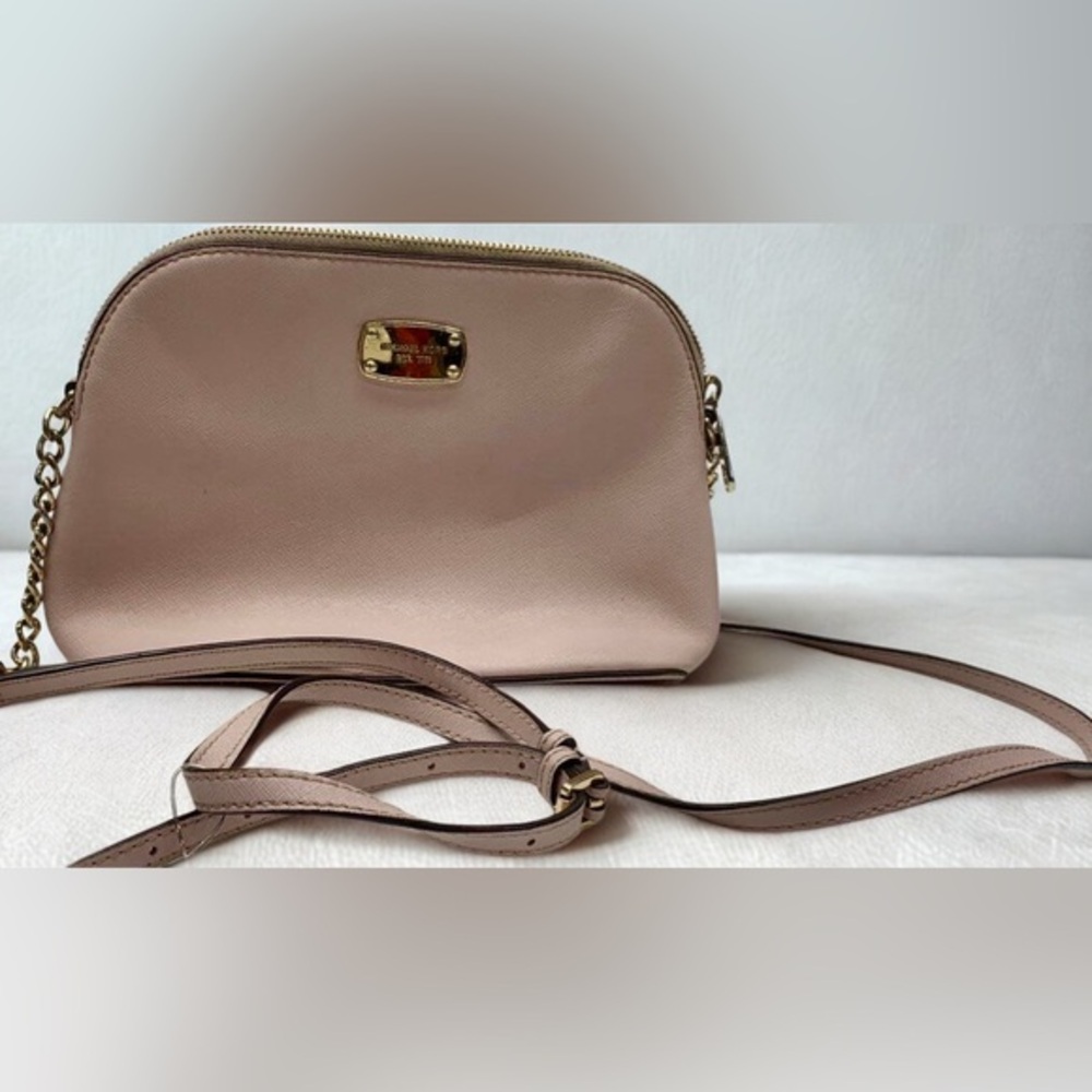 Michael Kors/ Blush Crossbody Bag Faux Saffiano Leather Purse -Chain Strap